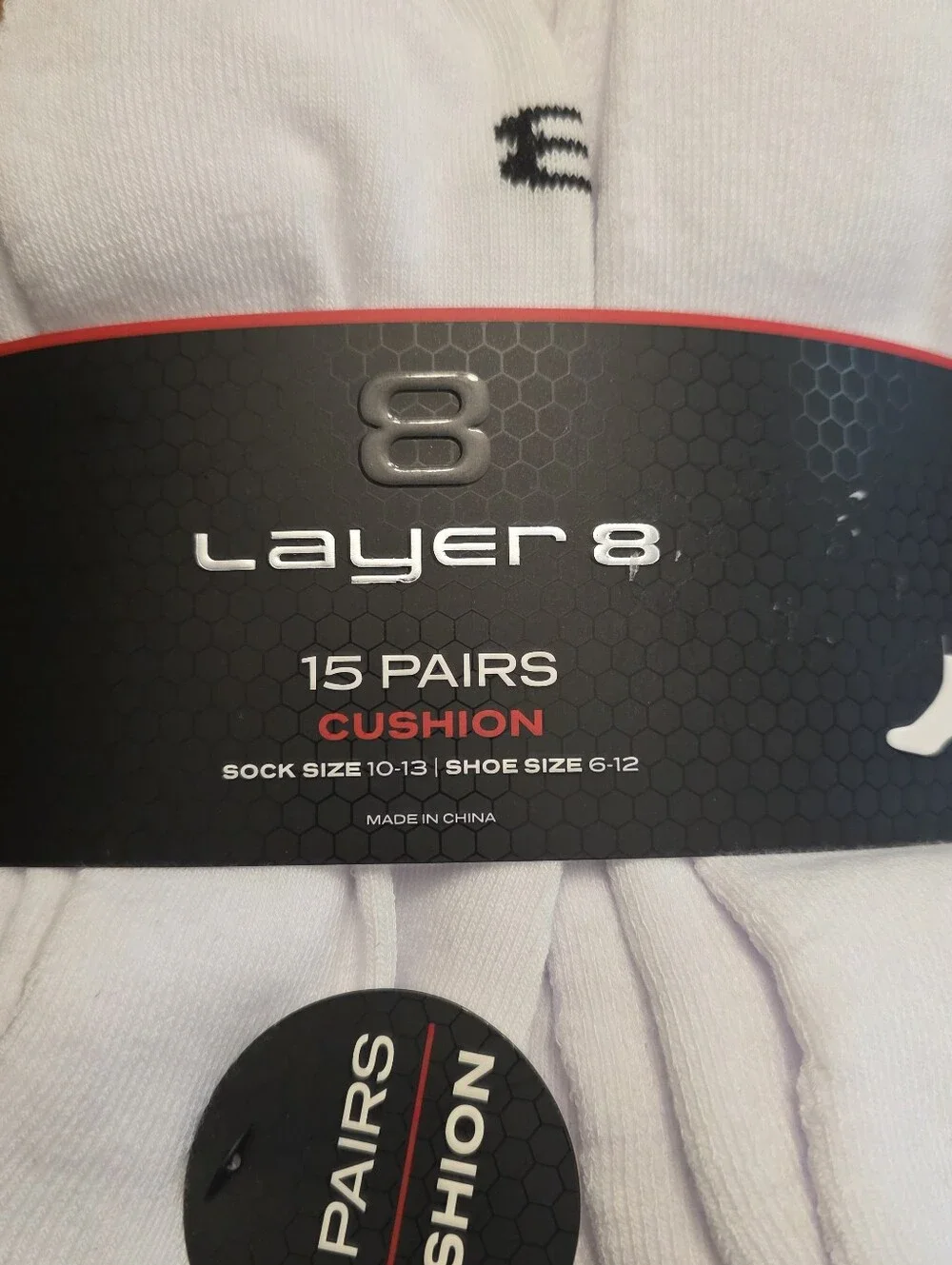 Layer 8 Men's Cushioned White No- Show Socks, 15 Pairs
